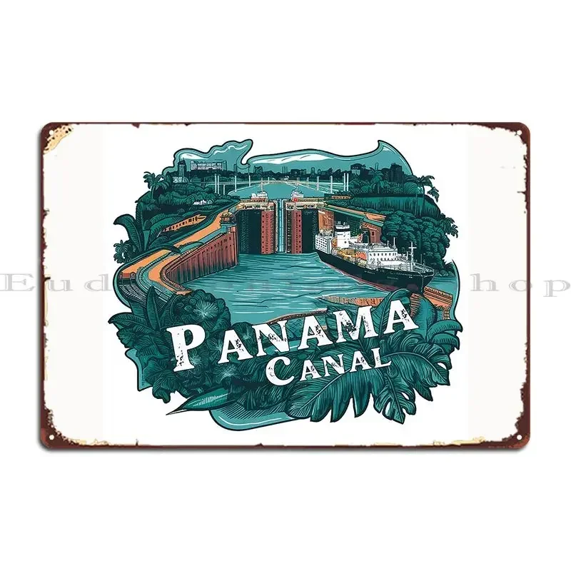 Travel Sticker Retro Panama Canal Panama Travel Poster Vintage Minimal Style Metal Sign Poster Printed Funny Classic