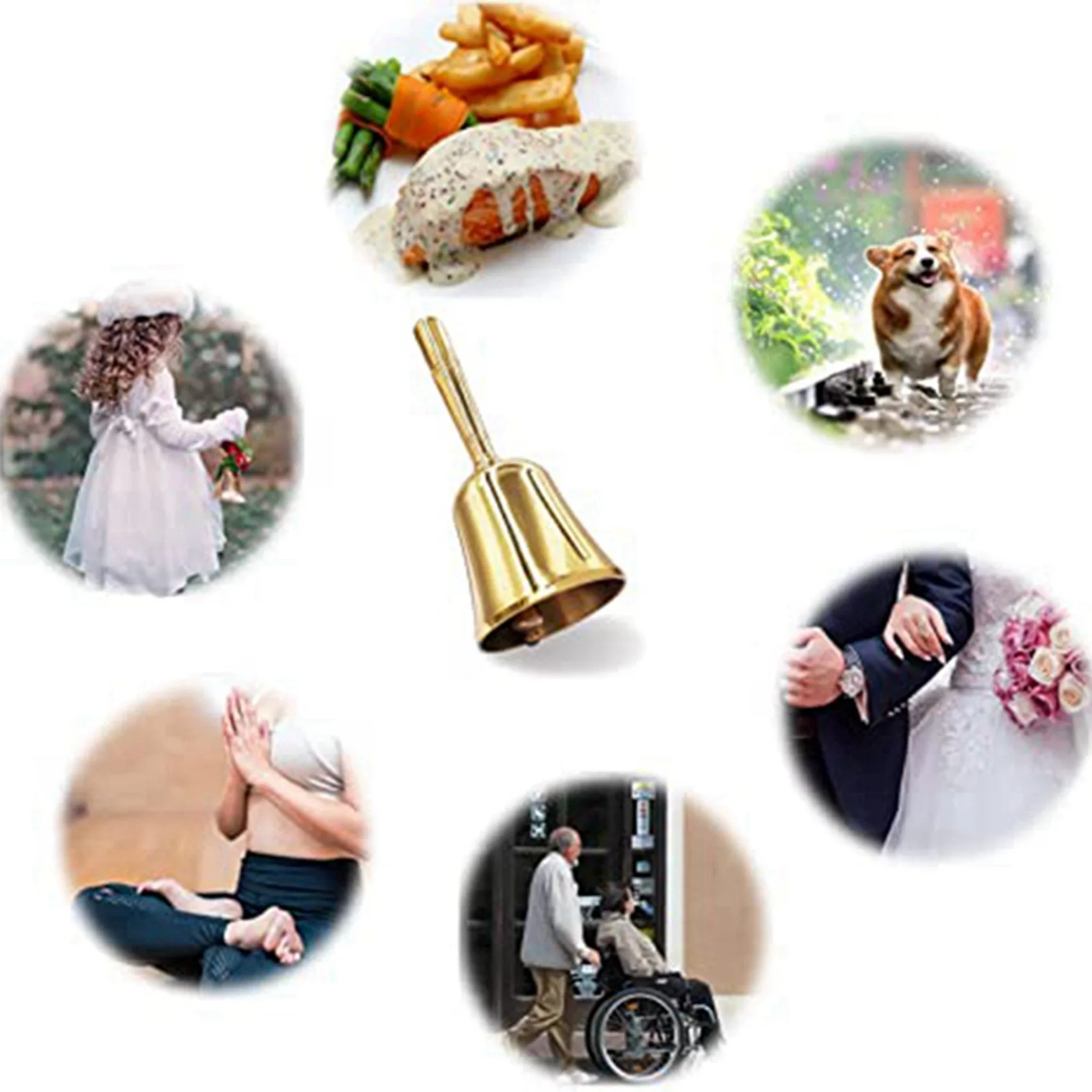 

HOES-6X Super Loud Hand Barking Bell, Solid Brass Dinner Bell Service Bell Pet Training Bell Jingle Bell, Gold