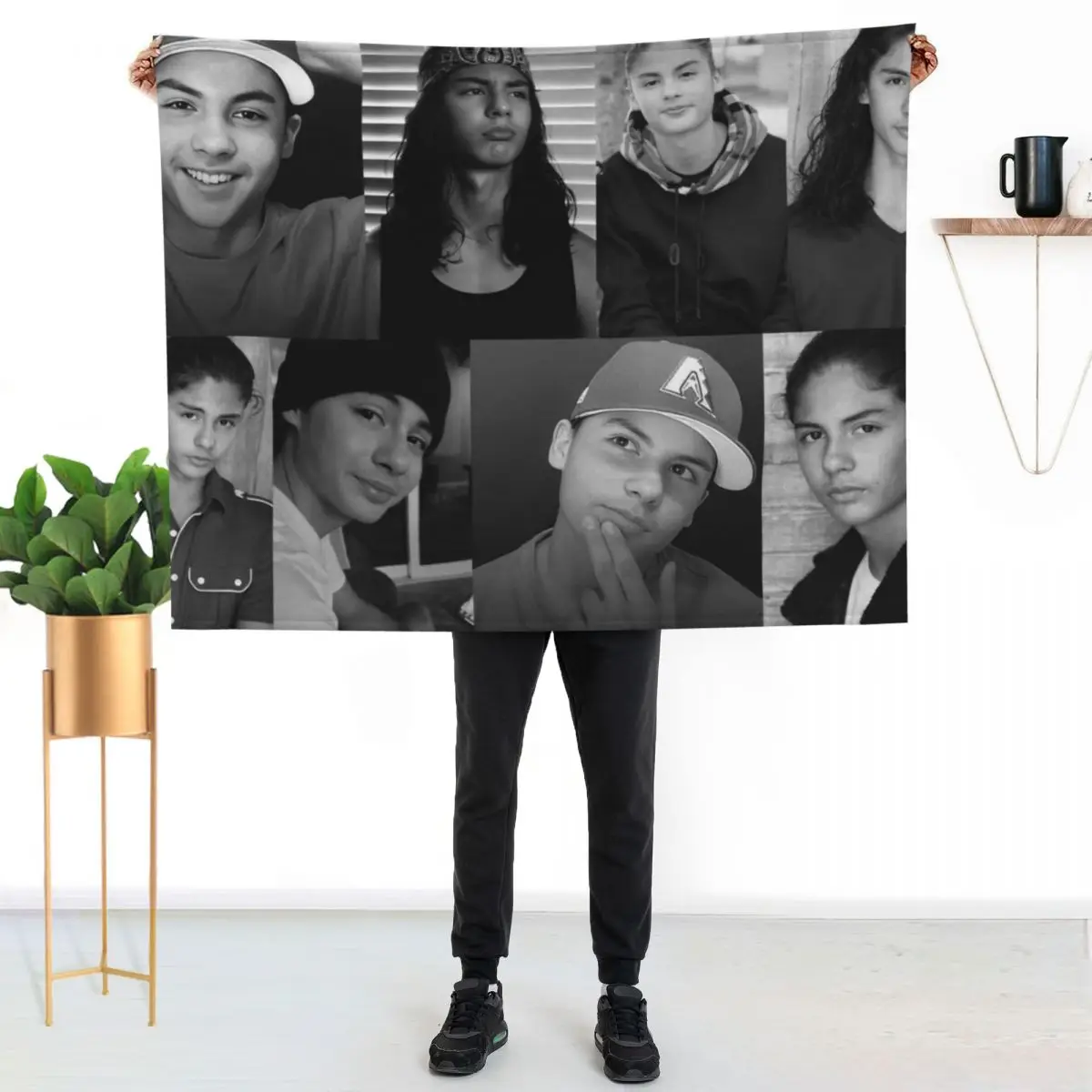 

Miguel Cazarez Mora Black And White Collage Throw Blanket Cozy Light Blanket for Travel Camping Picnic