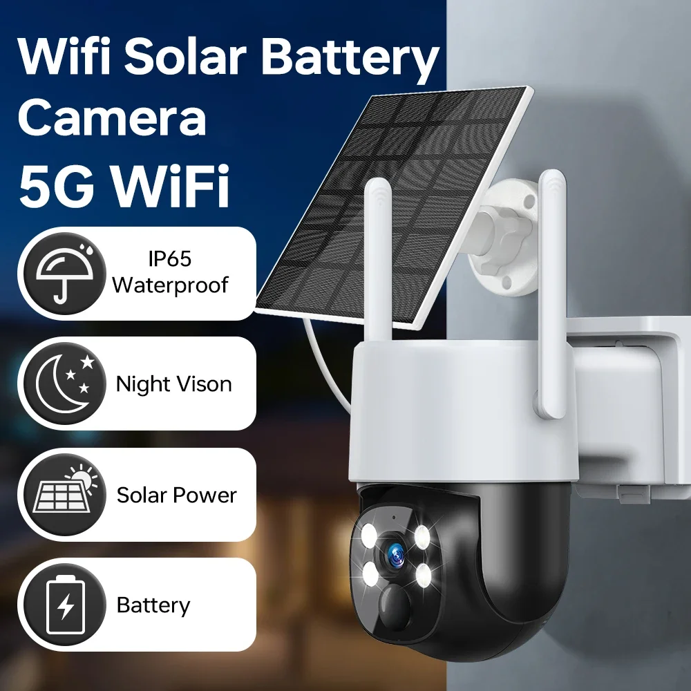 

4MP WIFI6 Wireless PTZ Solar Camera with Solar Panel Two Way Audio Security Protection CCTV Waterproof Battery Camera