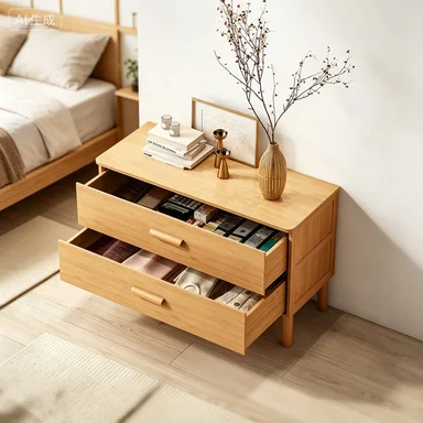 Bamboo Modern Minimalist Bedside Cabinet Solid Wood End Table Multi-scene Sofa Coffee Stand for Bedroom Living Room Storage