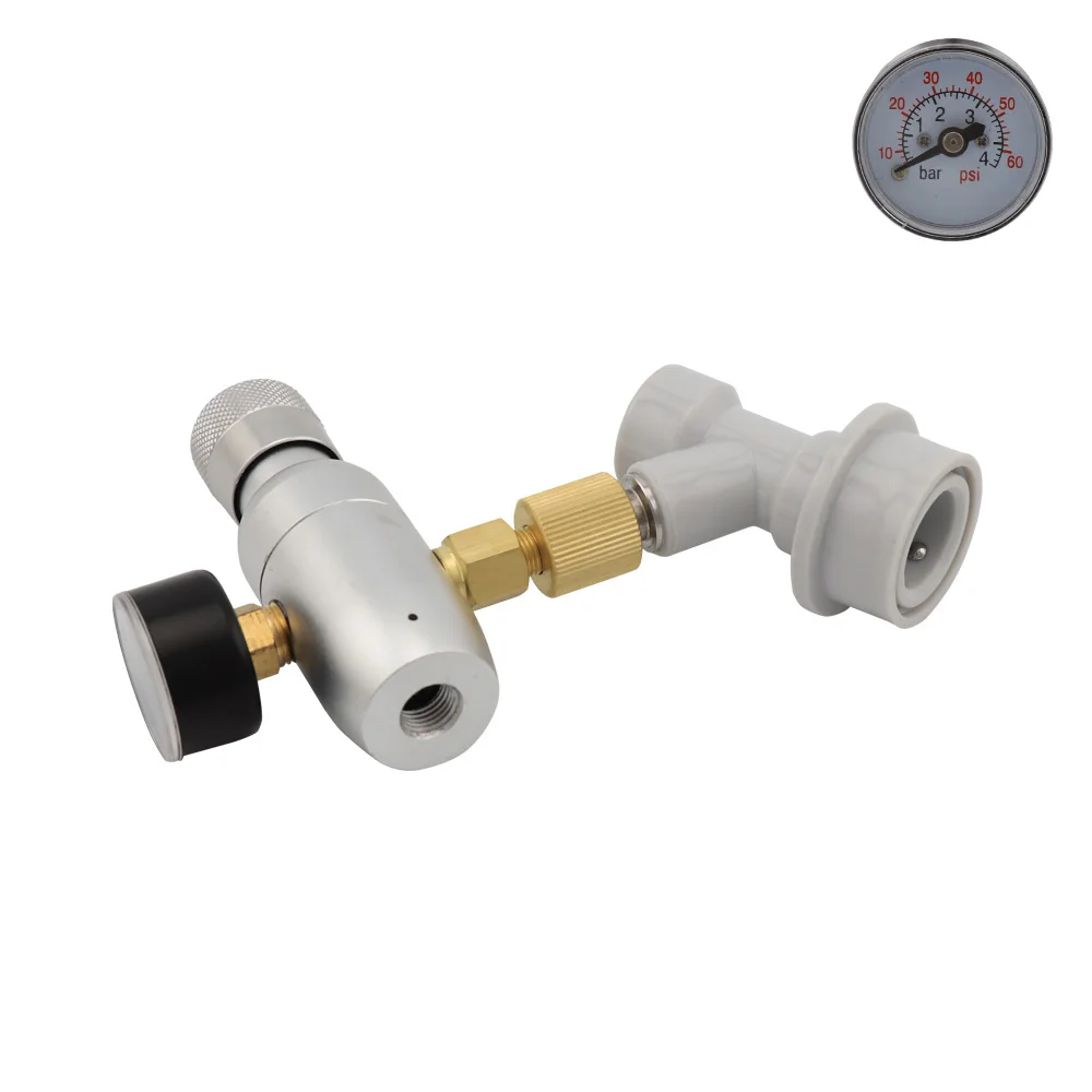 Ładowarka do beczki piwa Co2 0-60PSI Mini regulator Co2 ze złączem z blokadą kulkową Home Brewing Corny Keg przenośny dozownik Co2