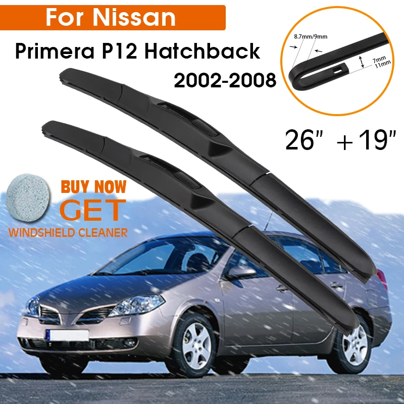 

Car Wiper Blade For Nissan Primera P12 Hatchback 2014-2016 Windshield Front Window Wiper 26"+19" LHD RHD Auto Accessories