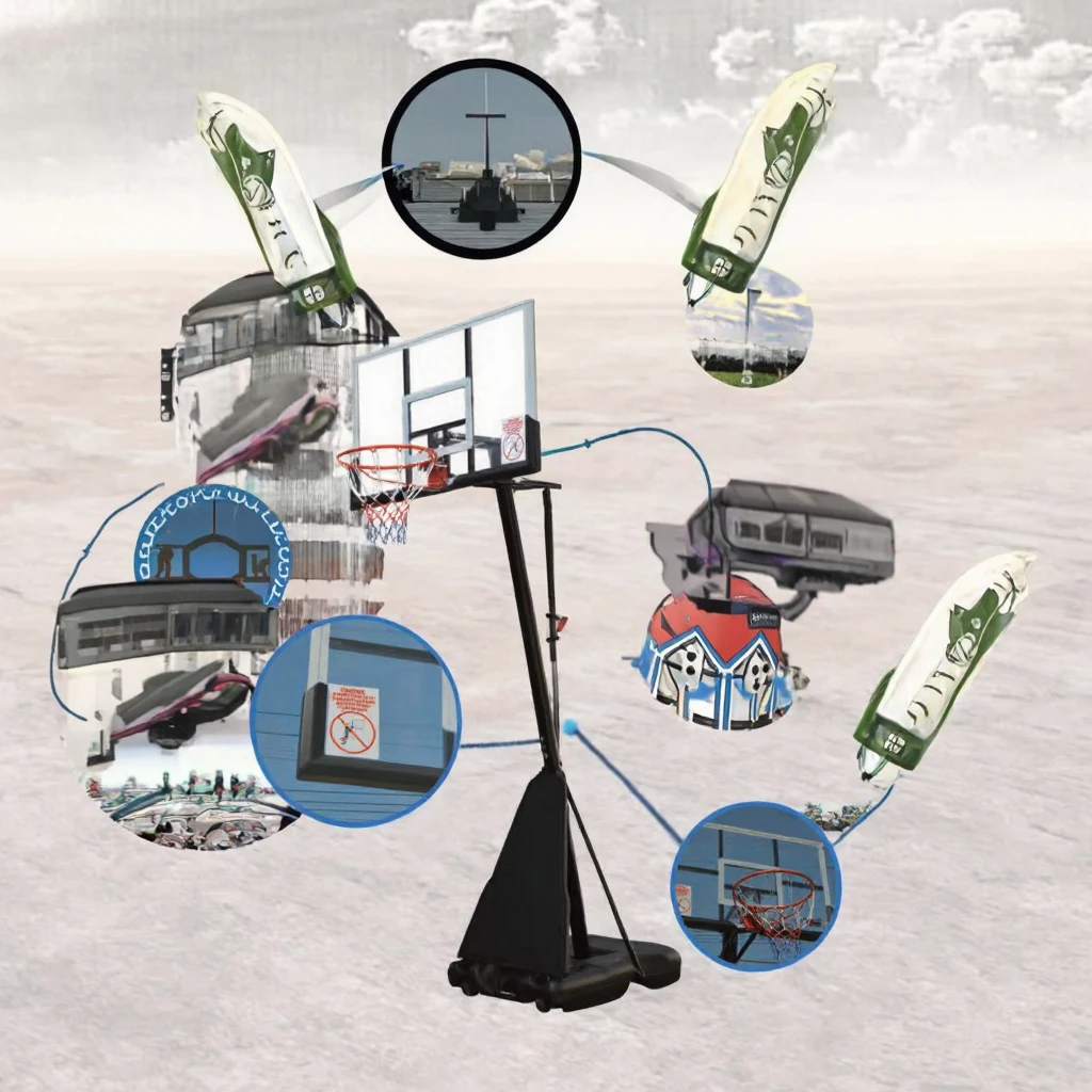 Adjustable Height Adult Portable PVC Backboard Basketball Stand with Iron Frame & Net Clear Vision for Chinese Viewer