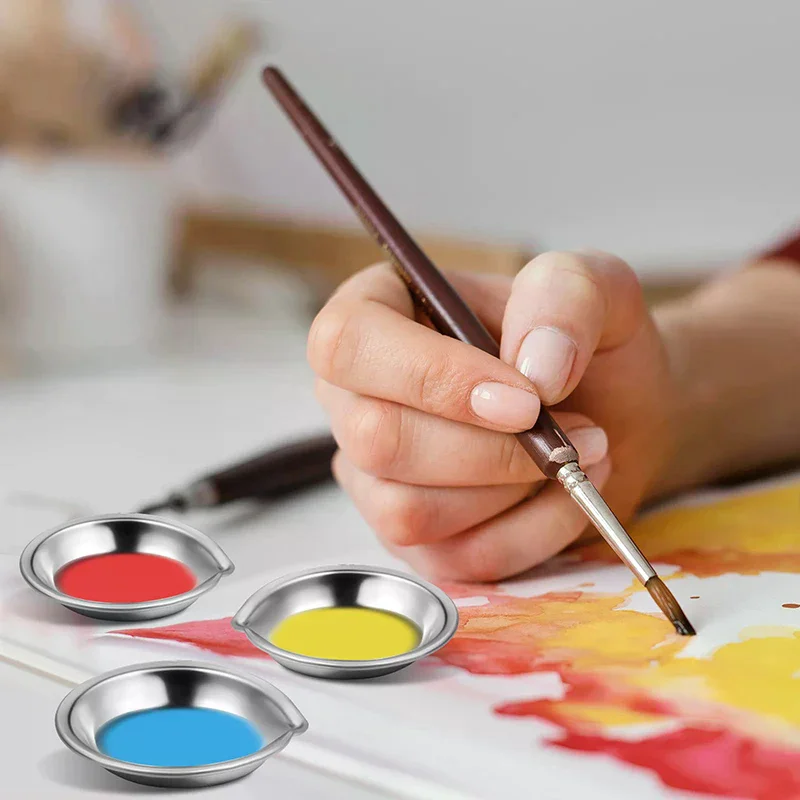DIY Painting Tools 10pcs Stainless Steel Painting Color Bowls Oil Paint Trays Paint Color Mixing Cups