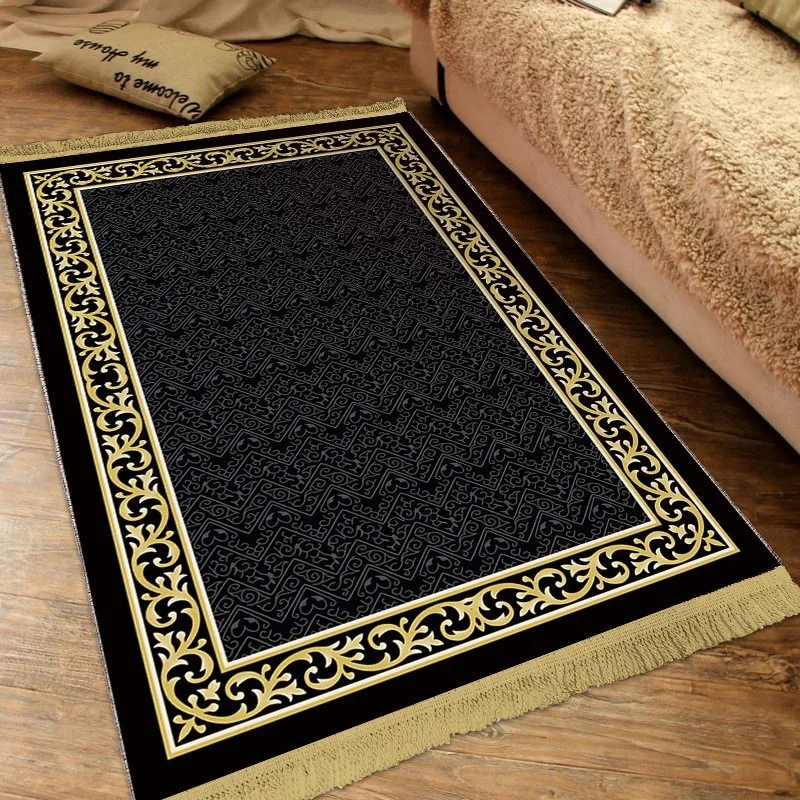 Thick Soft Islamic Prayer Mat Soft Plush Thickened Jacquard Fringed Rug Machine Washable Non-Slip Living Room Rug Carpet Bedroom