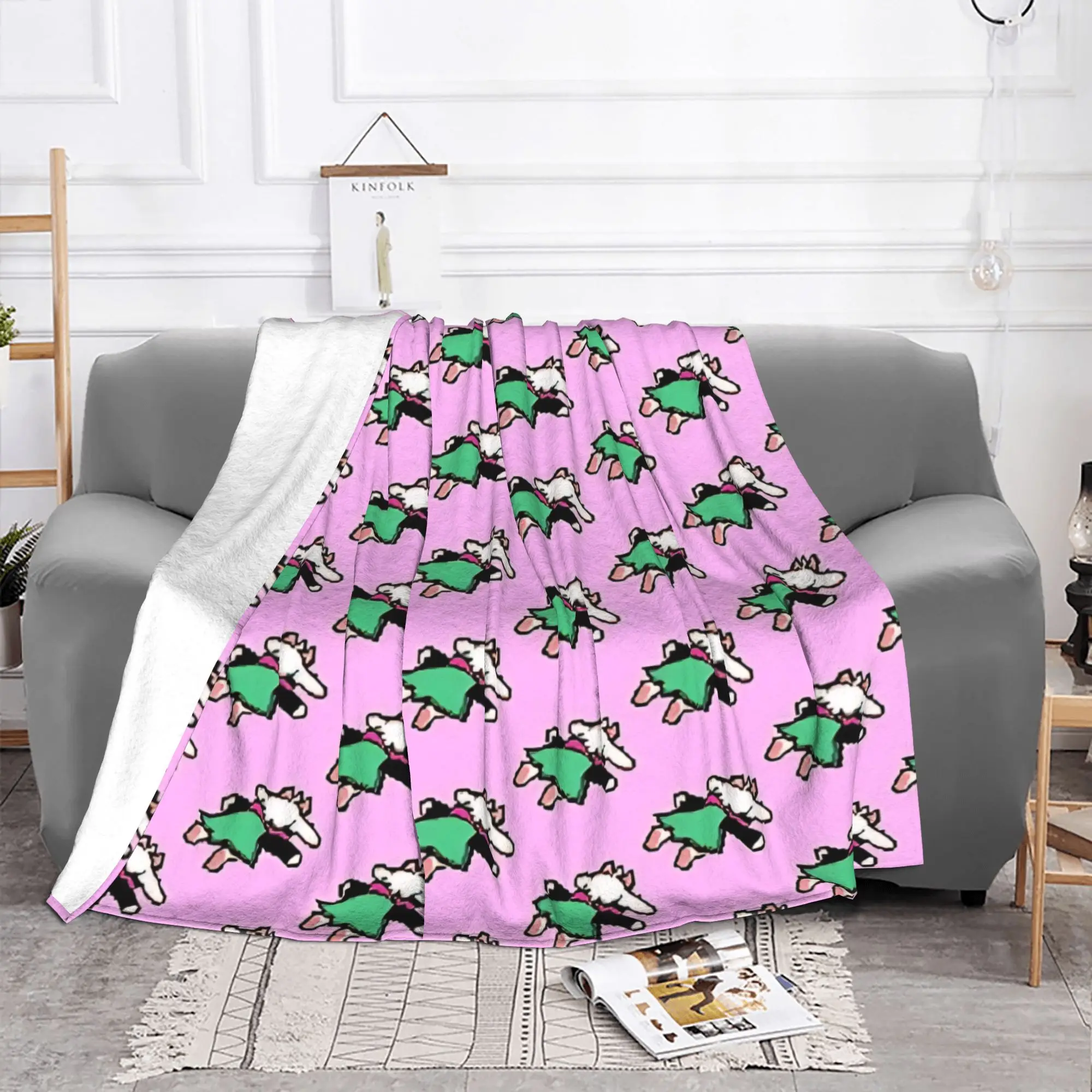1PC Home Cutecore Vintage Robot Deltarune Blanket Super Cosy Plush Home Living Room Sofa Halloween