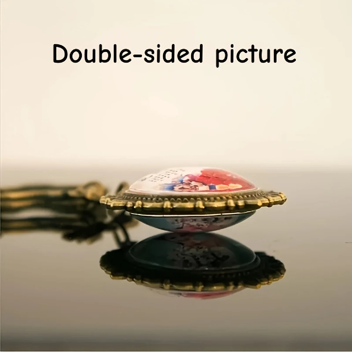 Personalized Dual-Sided Photo Keychain with Synthetic Gemstone