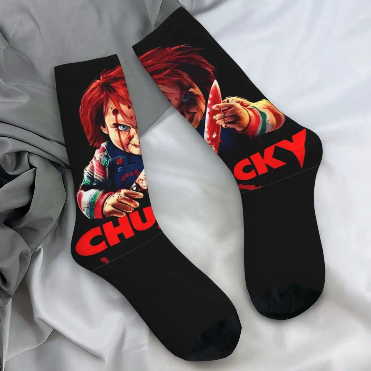 Chucky Socks horror Gothic Stockings Autumn Anti Skid Men Socks Medium Soft Graphic Running Socks