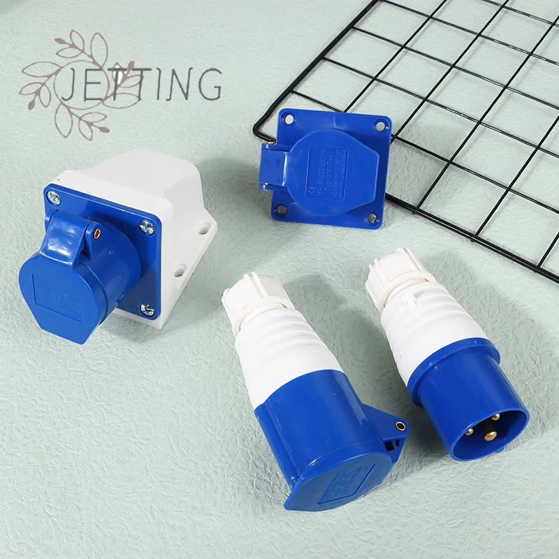 Hot 220V 16A 3 Pin Industrial Waterproof Plugs/Socket Male/Female Connector IP44 2P For Caravan Motorhome Trailer Truck Yacht