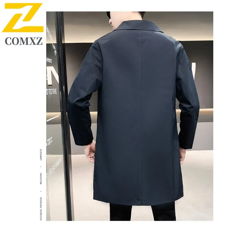 COMXZ New Men Business Trench Coat Autumn Winter Light Business Casual Coat Middle Aged Premium Short Style Suit Garment