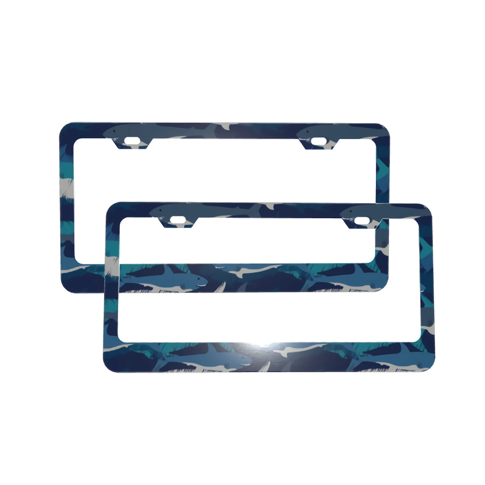 

2 PCS License Plate Frames - Ocean Shark Cartoon License Plate Covers Car Tag Frame 2 Holes and Screws Car Accessories