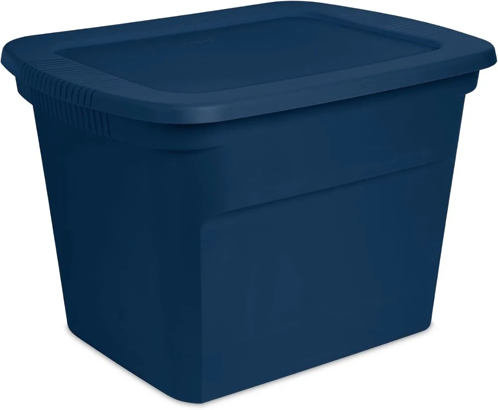 Factory Direct 2026 16 Pack 18 Gal Plastic Storage Bins with Lids, Blue