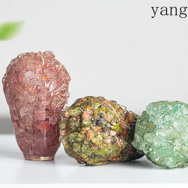 CX Natural Crystal Embedded Cabbage Ornament Handmade