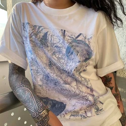 y2k Harajuku Erosive jellyfish Print woman T-shirt Street casual Streetwear Casual Pullover T-shirt Female Mens goth crop Tops