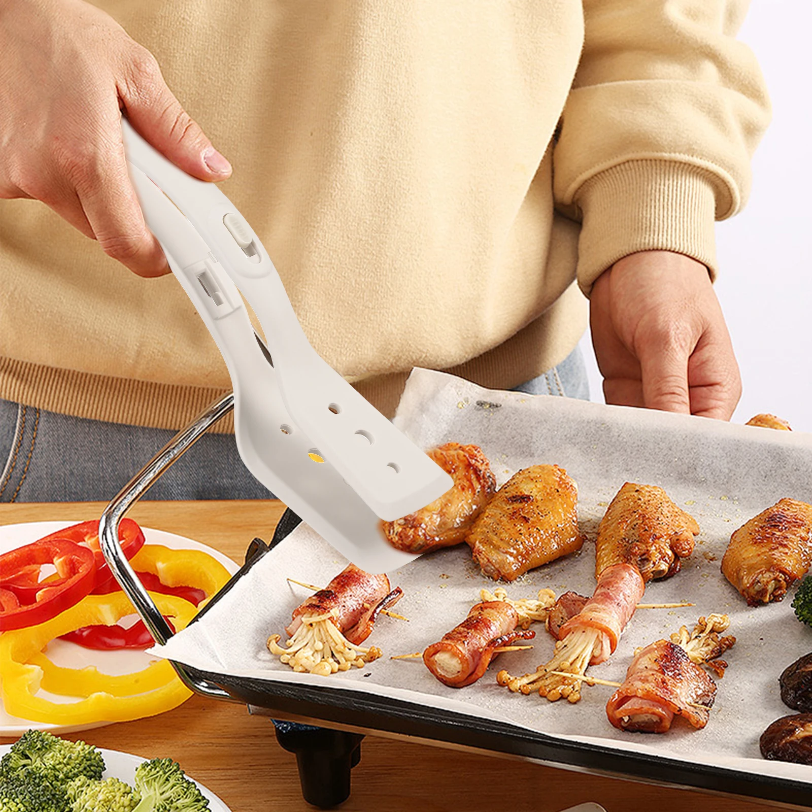 

Silicone Spatula Tong Heat Resistant Non Slip Kitchen Cooking Clamp For Flipping Bbq Food Restaurant Hotel Use