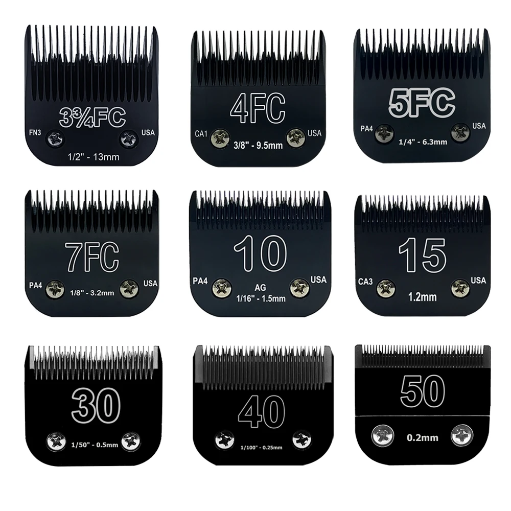 4FC#5FC#7FC#10#15# Black Blade Dog Grooming,Detachable Pet Clipper Blade,  Made of Stainless Steel Blade Compatible