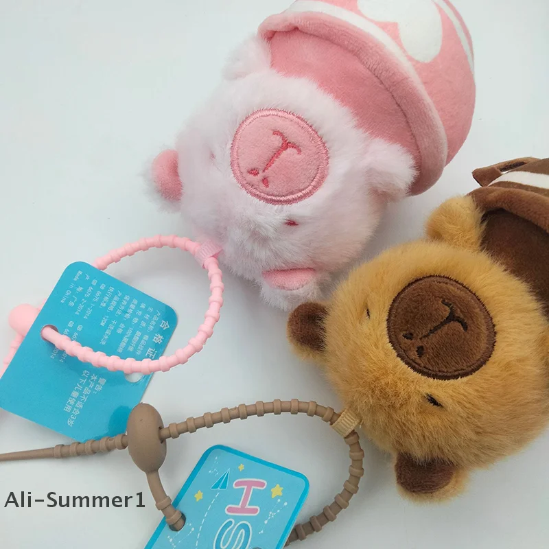 【E】Cartoon Cute Coffee Cup Capybara Plush Keychain For Kids Stuffed Capybara Animal Doll Toy Backpack Plushie Ornament Pendant