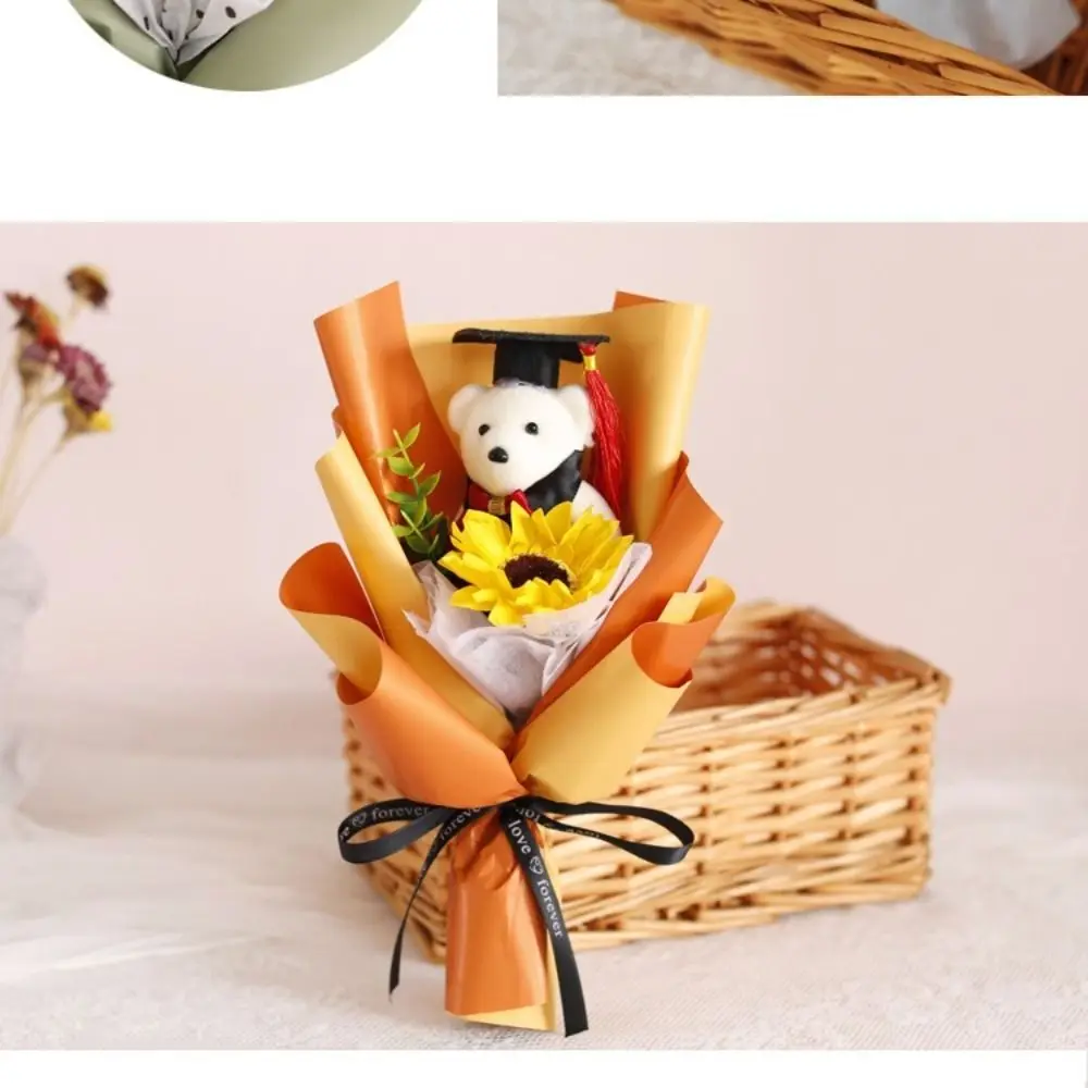 Lovely Bear Graduation Bouquet Graduation Gift Cartoon Decoration Bear Animal Plush Toy Valentine'S Day Birthday Party