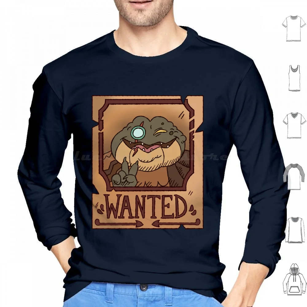 Captain Grime Wanted Hoodie cotton Long Sleeve Captain Grime Wanted Sign Paper Amphibia Toad Frog Evil