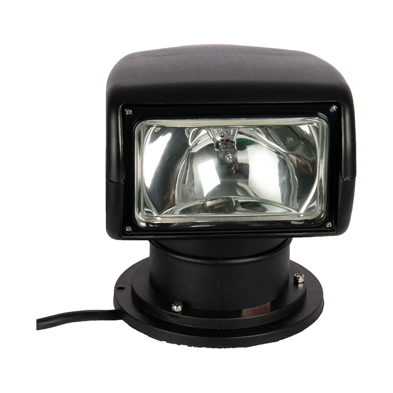 24V Halogen Marine Remote Control Searchlight Black Boat Yacht Spotlight for Navigation Docking Search Lighting Deck Mount Lamp