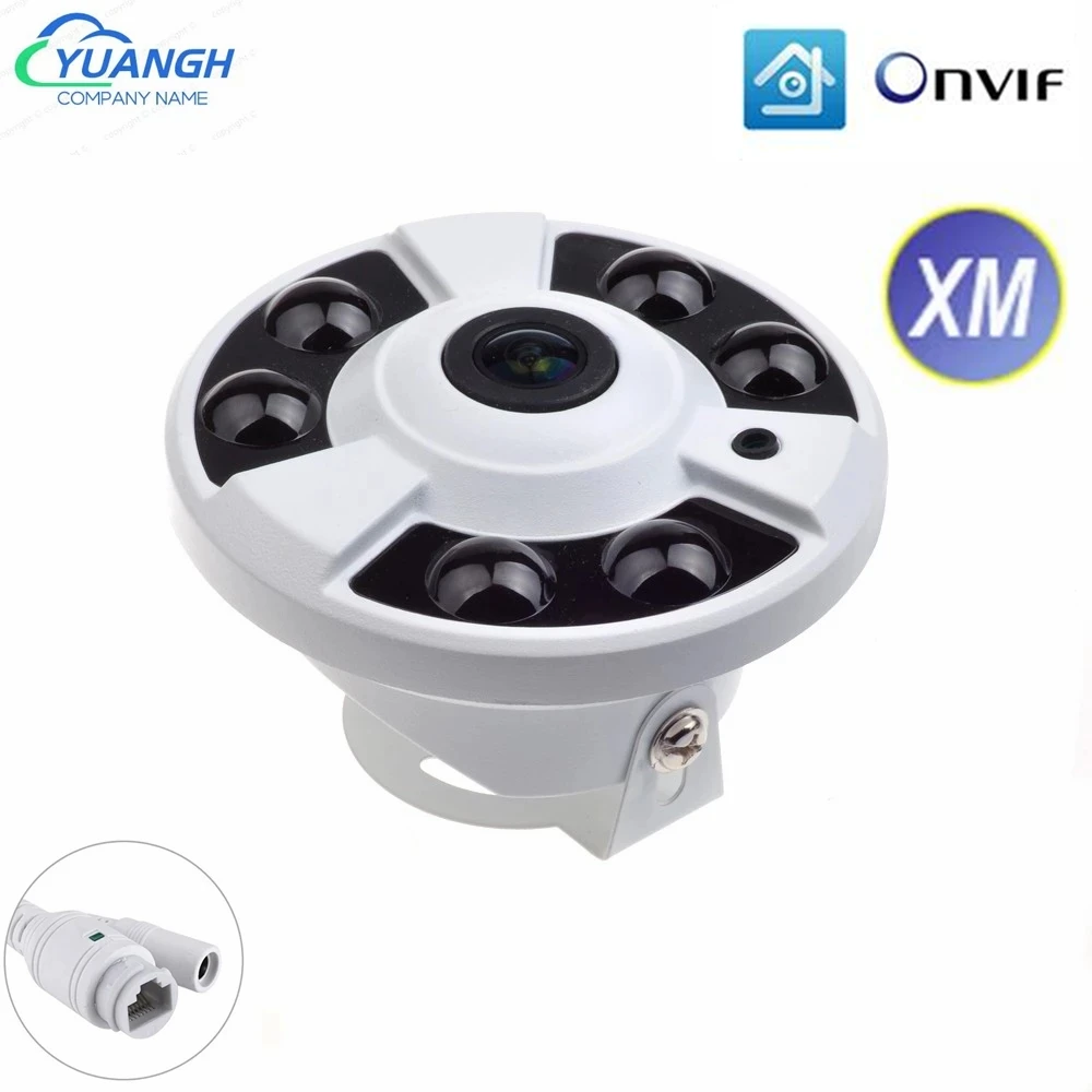 H.265 1080P Security Network IP Camera POE 1.7mm Lens 180 Degree View XMEye APP ONVIF CCTV Dome Camera Indoor