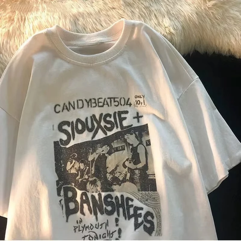 Vintage T-shirts Women Short Sleeve Shirt Women Man Hip Hop Short Sleeve Streetwear Harajuku Oversized T-shirt Clothes Tee