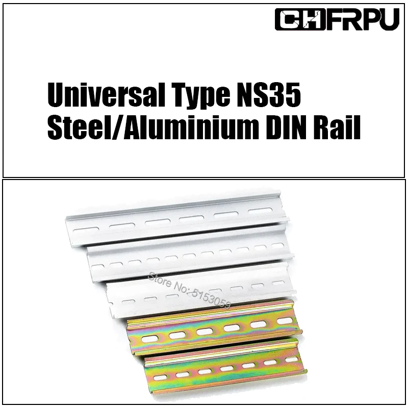 

CHFRPU Universal Type NS35 Steel/Aluminium DIN Rail For C45 DZ47 Terminal Blocks Relay Contactor etc 35mm wide 7.5mm high