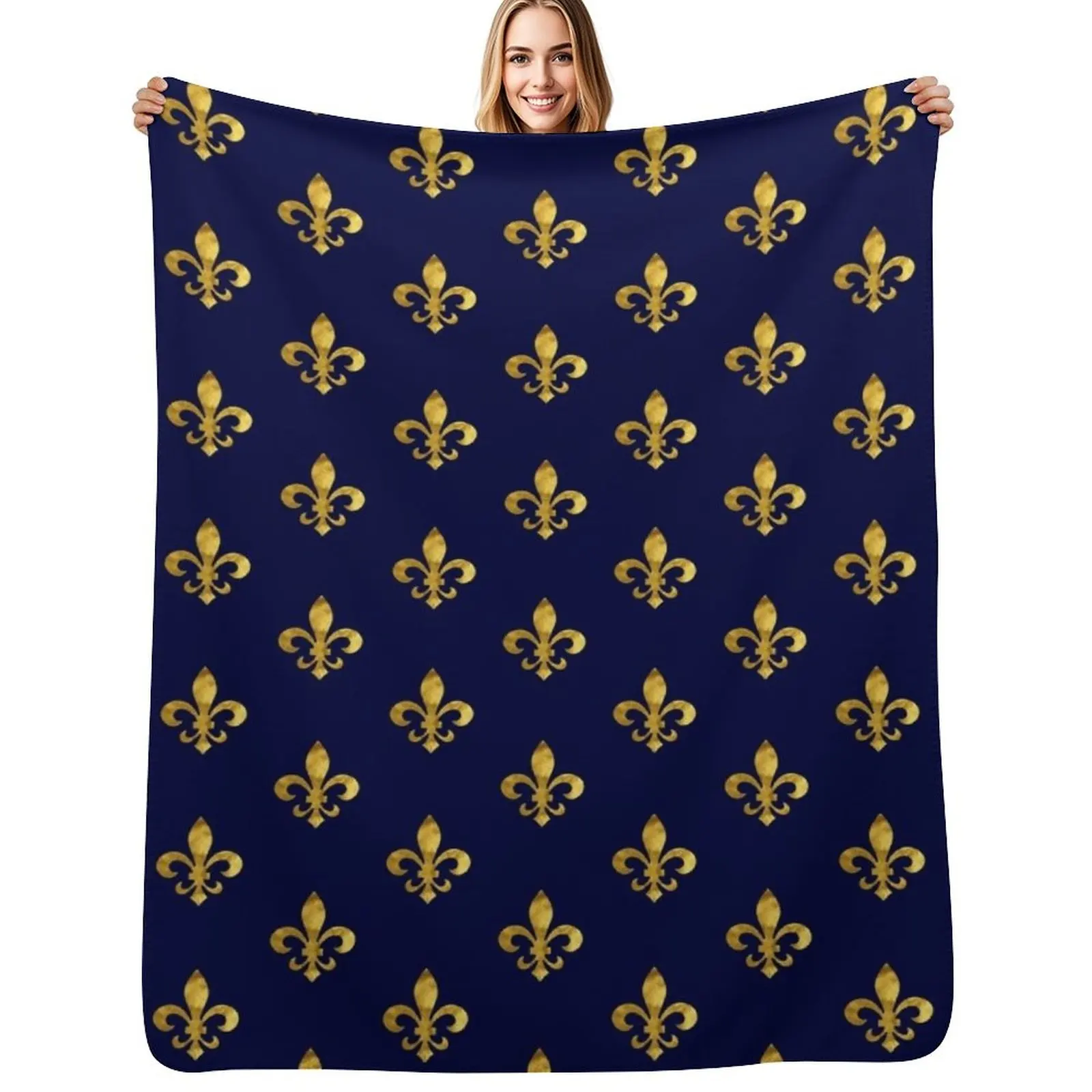 Florence Royal Fleur de Lis Throw Blanket Thin Soft Blanket for Summer Night Sleeping