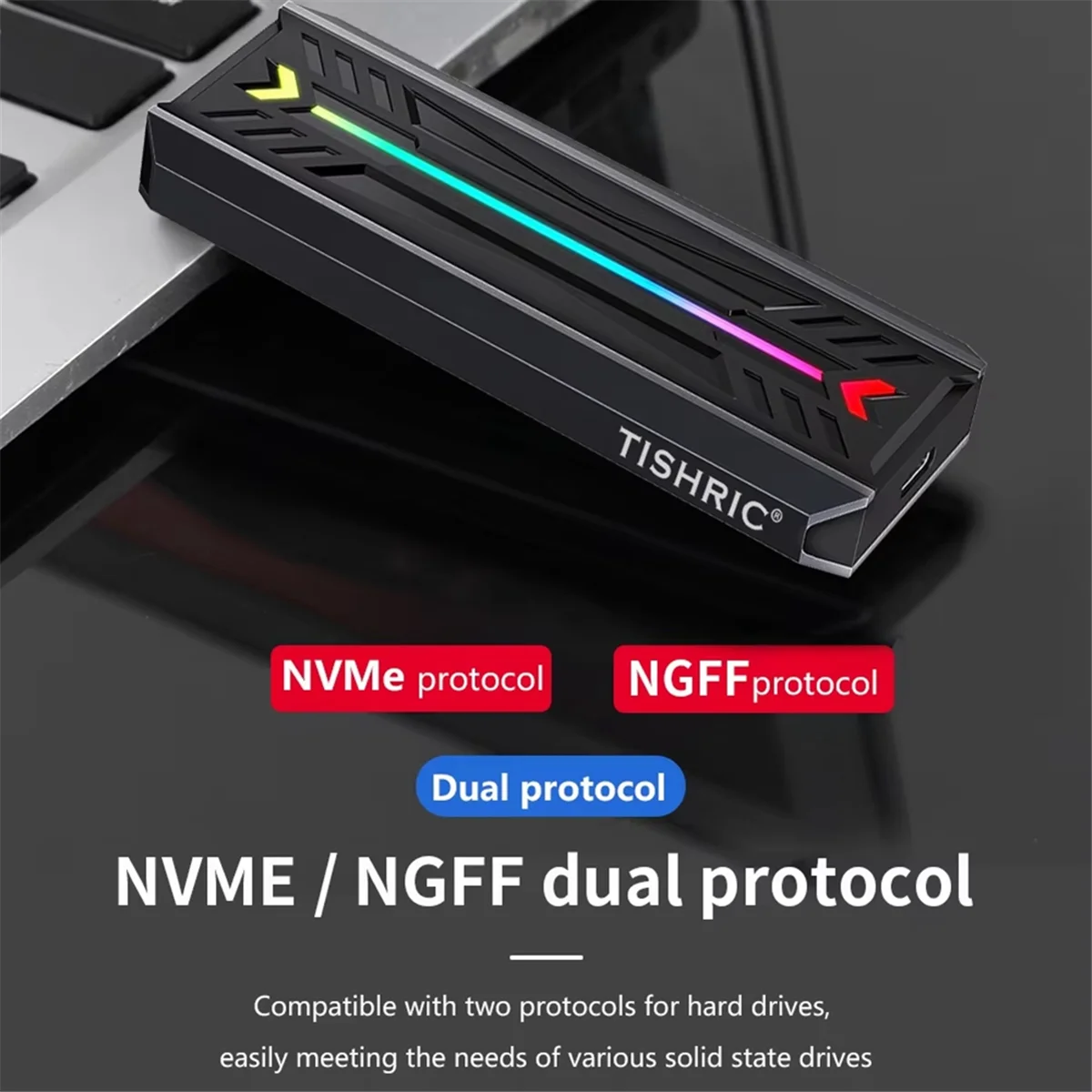 حاوية BISMZ الخارجية Nvme M2 SSD M.2 NGFF NVME حافظة محرك الحالة الصلبة ذات البروتوكول المزدوج يدعم M.2 NGFF 2230/2242/2260/2280