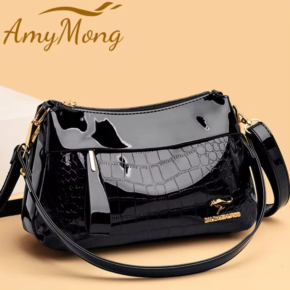 3-warstwowe torebki damskie Luksusowe designerskie torby listonoszki na ramię ze skóry lakierowanej dla kobiet Vintage Sac A Main New