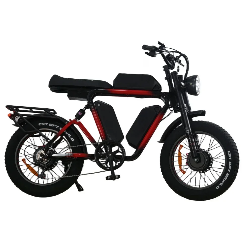 2000W Ebike 52V 66Ah Samsung Battery , 20'' Fat Tire 37MPH Snow Beach Mountain Electric Bicycle, Disc Brake Dual Suspension