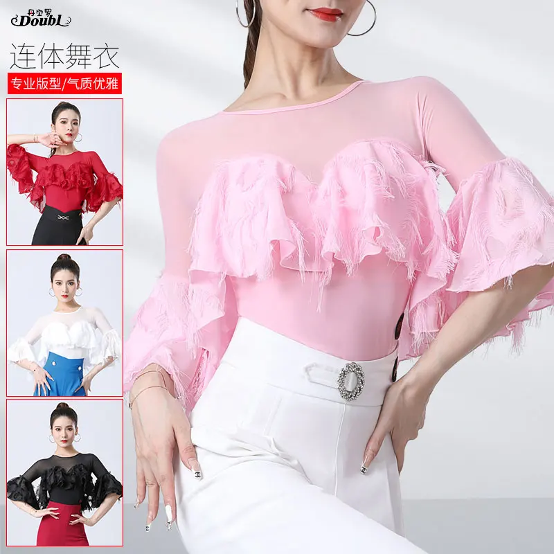 

Doubl Square dance jacket middle sleeve Latin dance lady adult dance costume summer dance costume