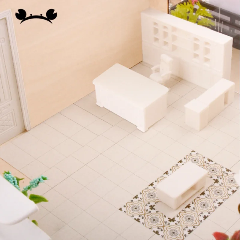 Muebles de casa de muñecas, Material de arquitectura, mesa en miniatura, silla, estantería, armario, modelo, kit de construcción, 1/50, 1/75, 5 unidades por juego