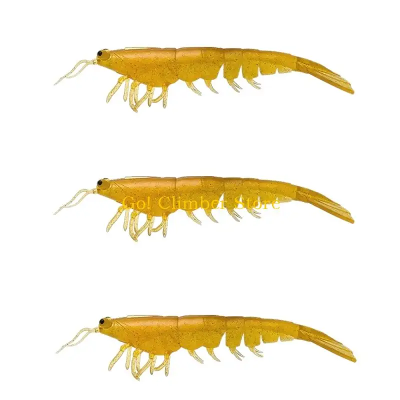 Q84C Segmented Shrimp Fishing Lures, 3 Pack with 3D Features, Soft Flexible Form, Reflective Flecks, and Active Split-Tail
