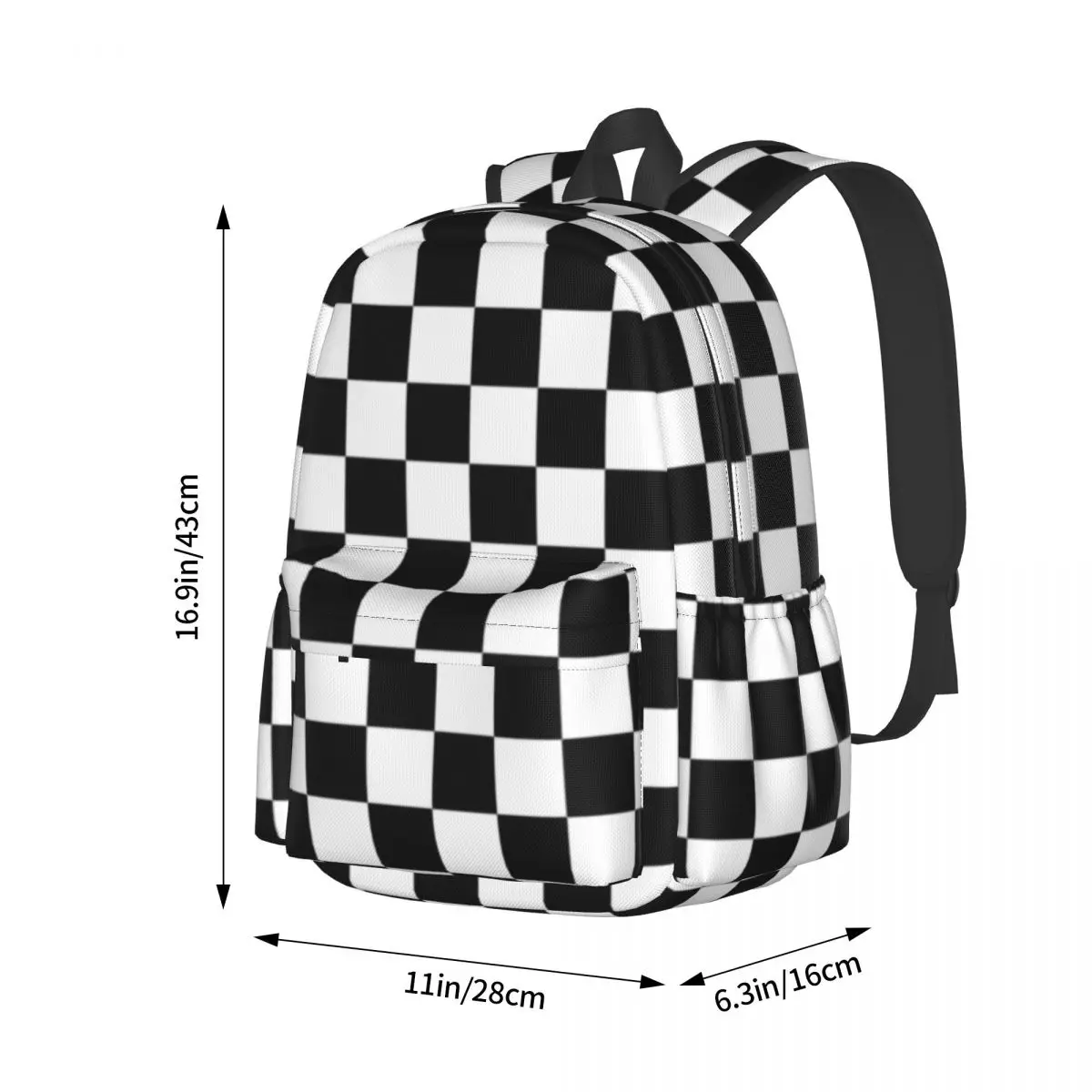 Black Checkerboard Backpack Classic Black and White Checker Travel Backpacks Female Style School Bags Designer Soft Rucksack