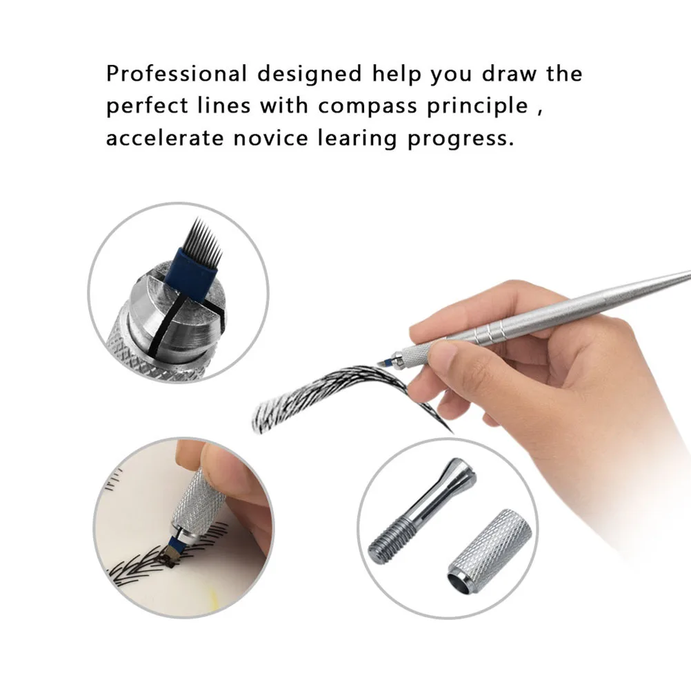 

1pc Slender Pointed Eyebrow Pen Thin Single-end Pen Multifunction Eyebrow Embroidery Manual Pen (Silver)
