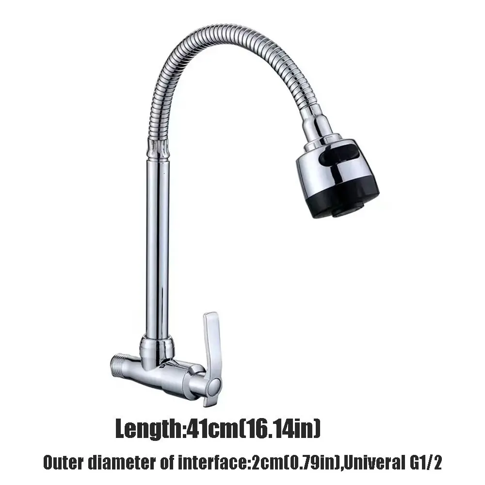 Single-Tube Cold Wall-Mounted Water Faucet 360° Rotating Zinc Alloy Folding Faucet Save Space Anti Rust Kitchen Sink Faucet Home