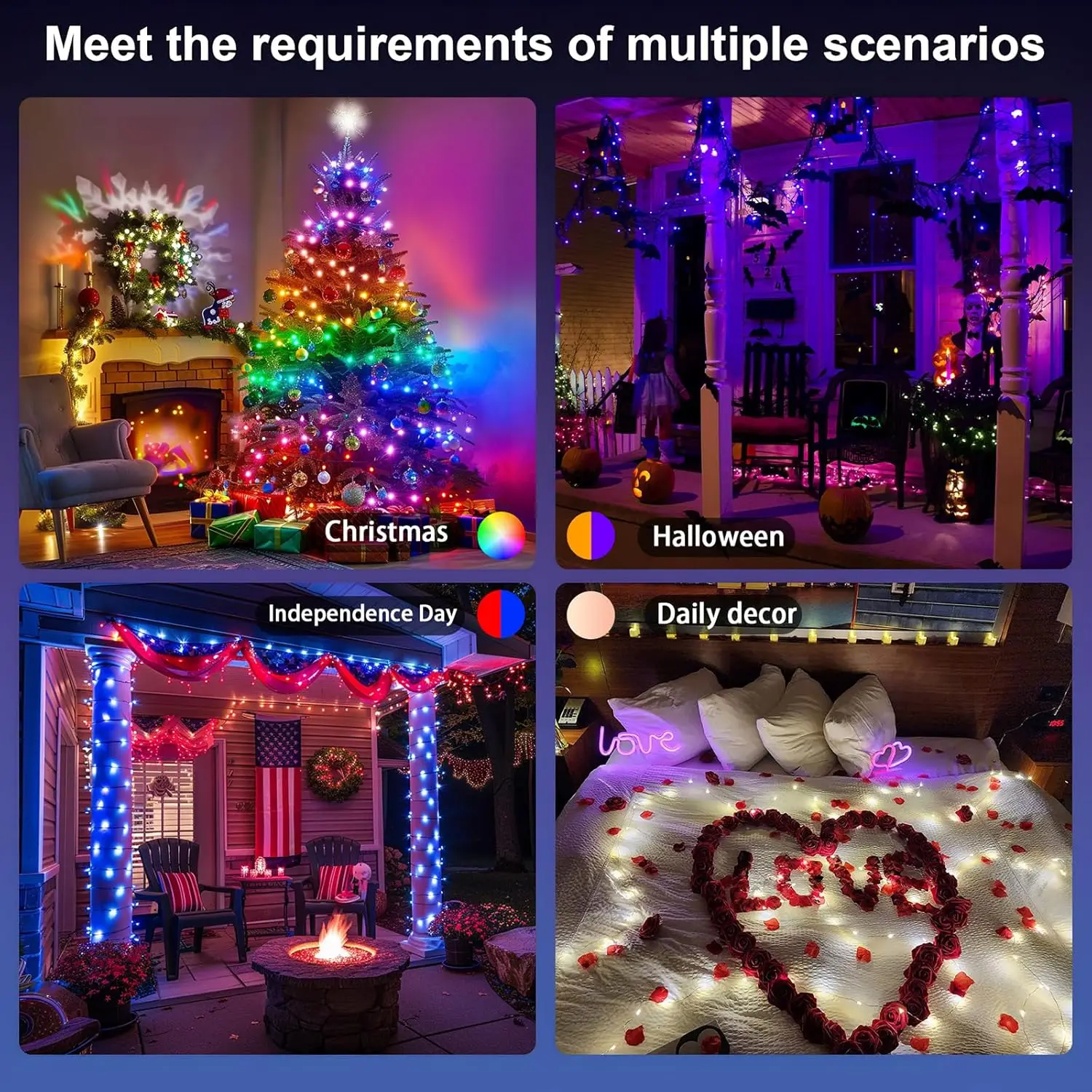 Smart String Light USB Powered Globe Fairy Light Bluetooth APP & Remote Control DIY Color Music Sync for Bedroom Christmas Tree