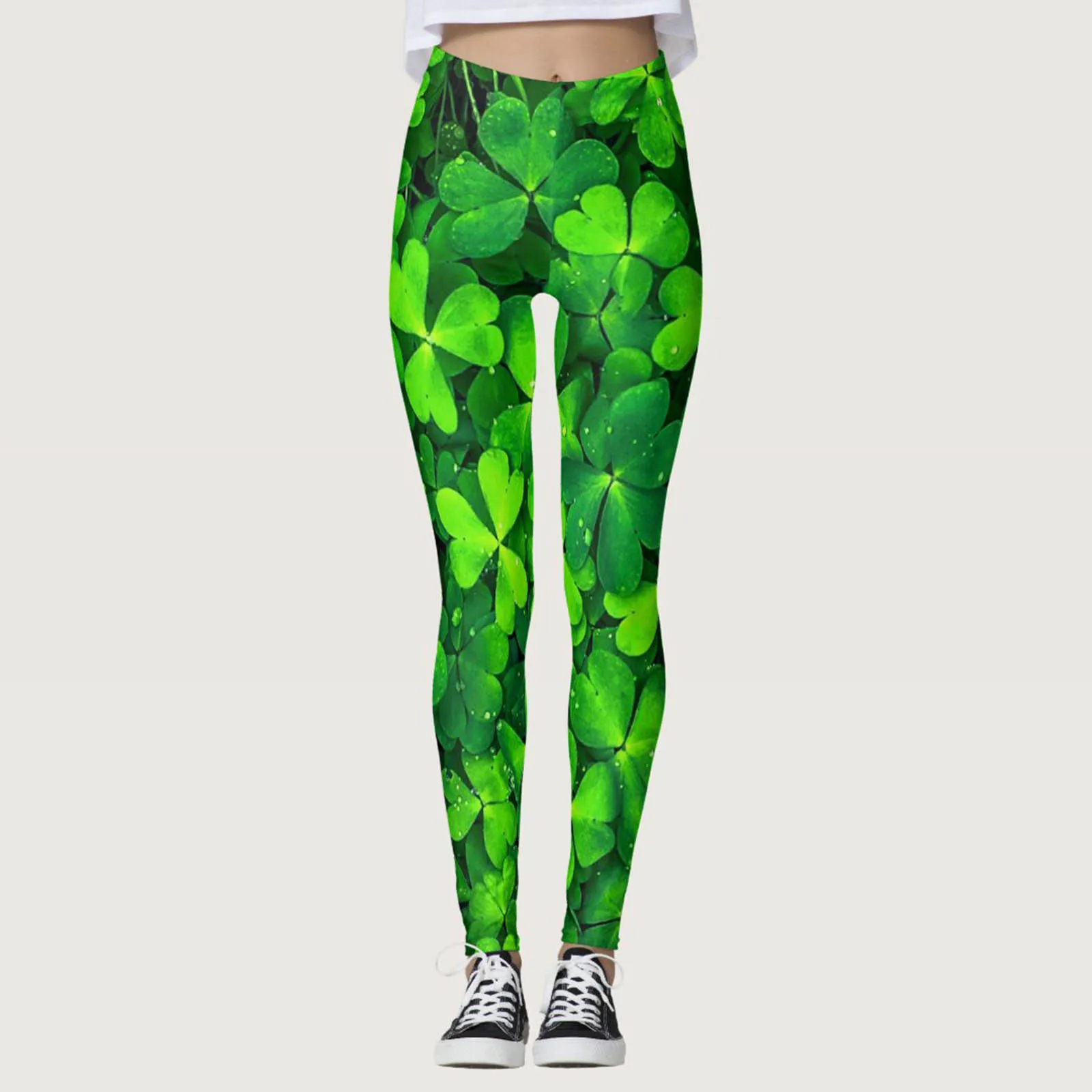 Mallas con patrón verde de la suerte para mujer, Pantalones ajustados de cintura alta para el Día de San Patricio, Yoga, deportes, gimnasio, entrenamiento