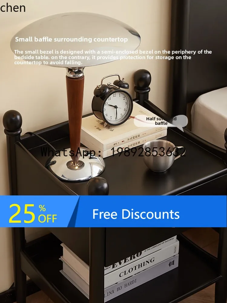 

solid wood bedroom bedside table simple retro bedside shelf household small