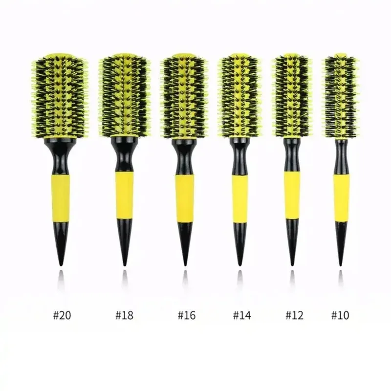 

Professional Round Wooden Hair Brush 6 Sizes Boar Bristle Mix Nylon Women Hair Styling Tools Yellow Hair Curlerl
