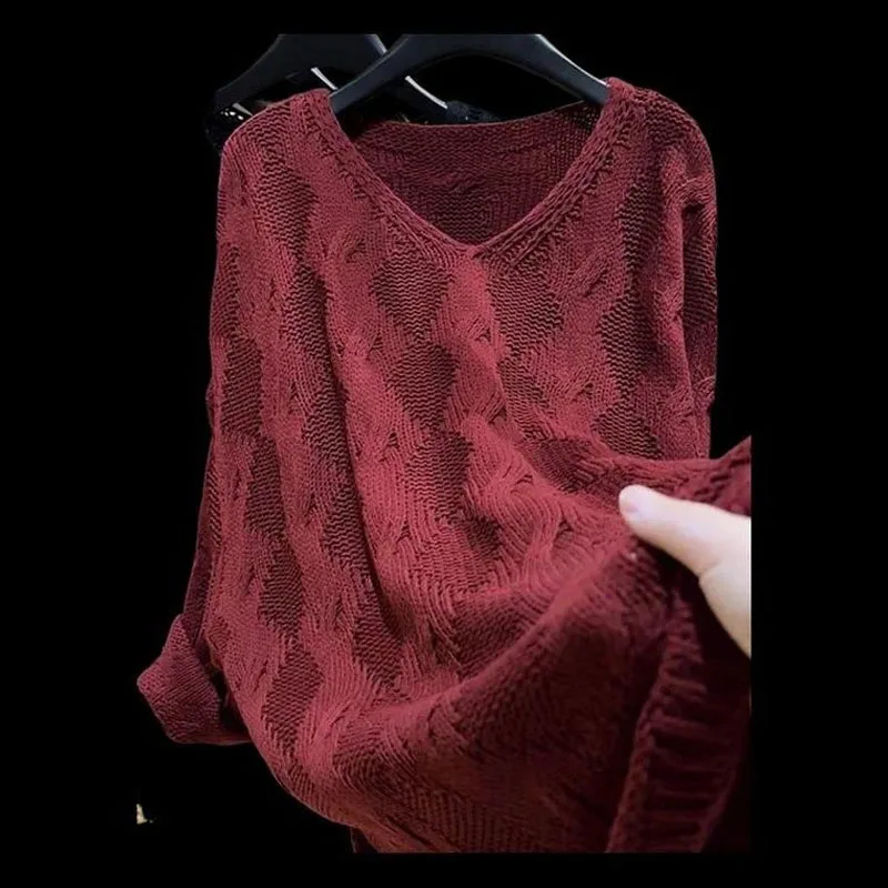 

Korean Casual Style Solid Color Autumn Winter Long Sleeve Base Shirt Plus Size Women Knitwear