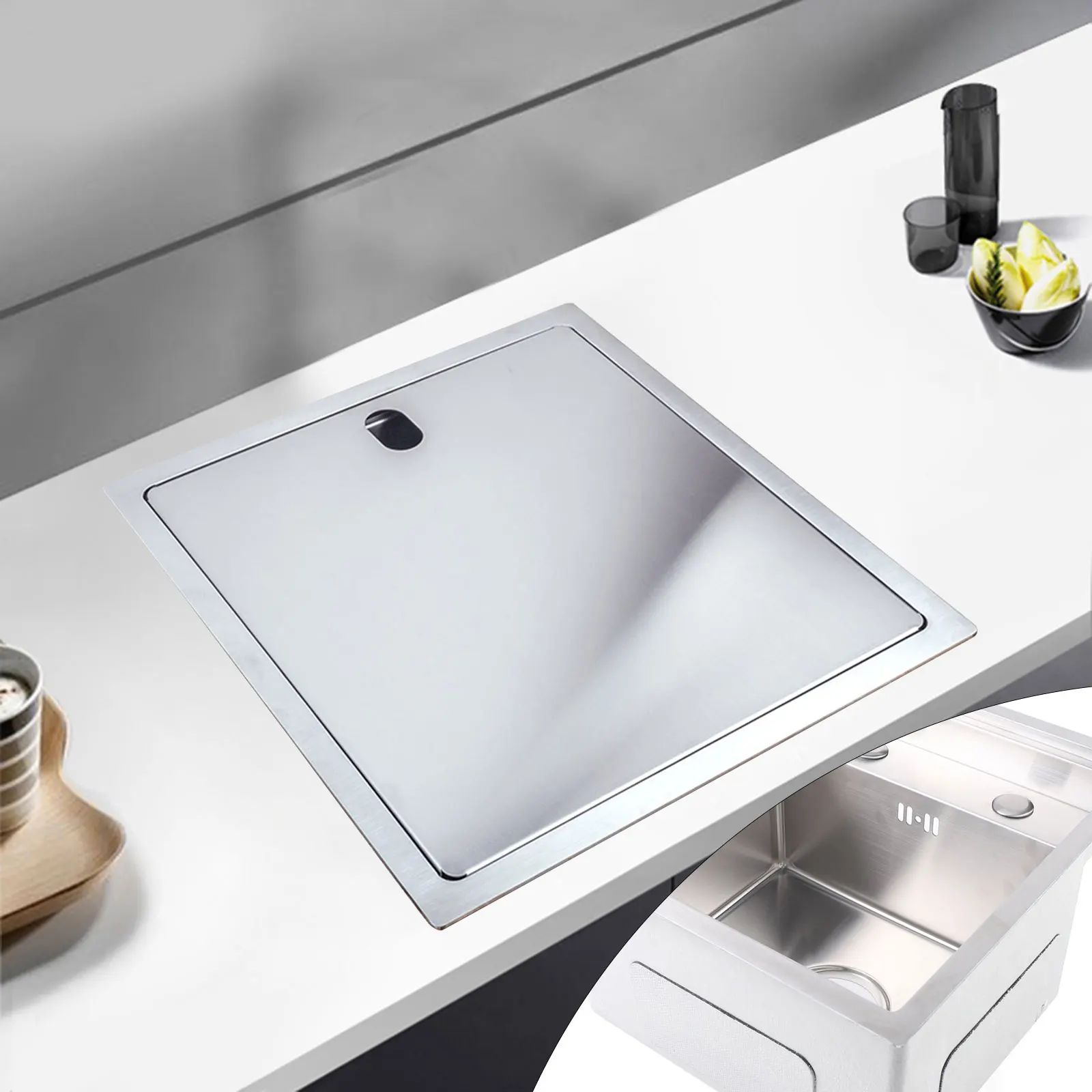 

Sink Undermount with Foldable Faucet,Hidden Undermount RV Kitchen Sink,Stainless Steel Single Bowl ,Folding Faucet Cutting Board
