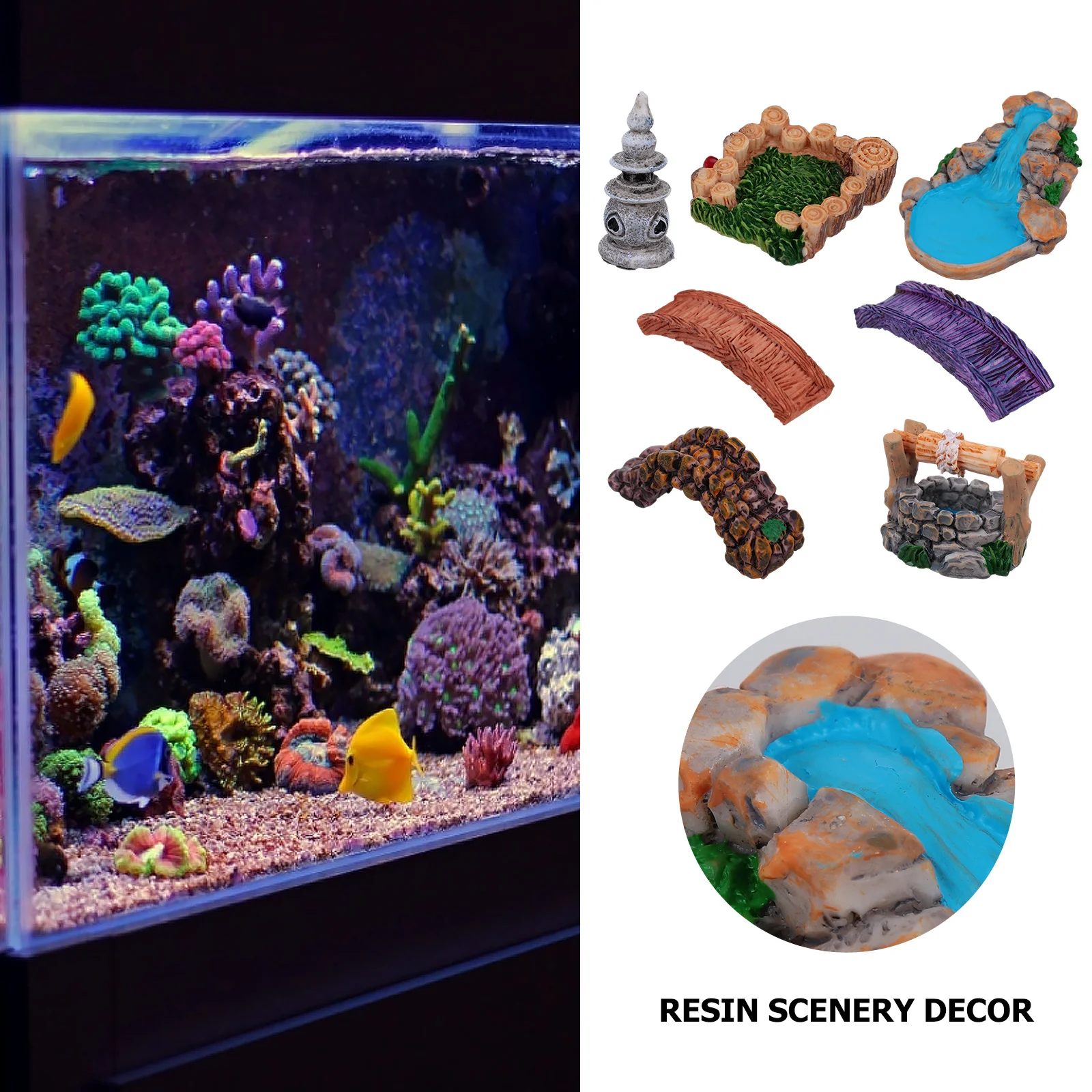 8Pcs Resin Art Crafts Micro Landscape Decor Rustic Unique Shape for Bedroom Living Room Office Resin Scenery Decor