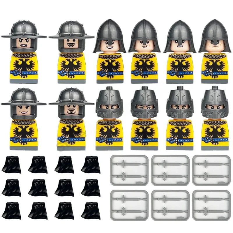 Mittelalterliche Europa-Militärfiguren Bausteine Römische Krieger Soldaten Burg Ritter Königliche Garde König Skelett Legion Bausteine – Detail 13