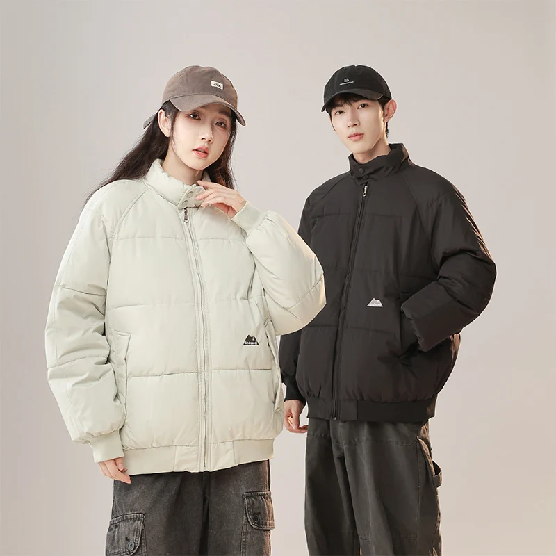 2024 autumn and winter new solid color men and women with the same cotton jacket