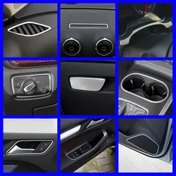 Stainless Steel Car Dashboard Air Conditioning Outlet Frame Decoration For Audi A3 8V 2013-2019 Glass Lift Switch Accessories