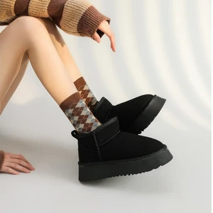 Suede boots for women, short plush, hot snow boots, casual shoes, chelsea boots, female apartments, platform shoes, winter, new 12 Main Sales Over Women's Boot - №5