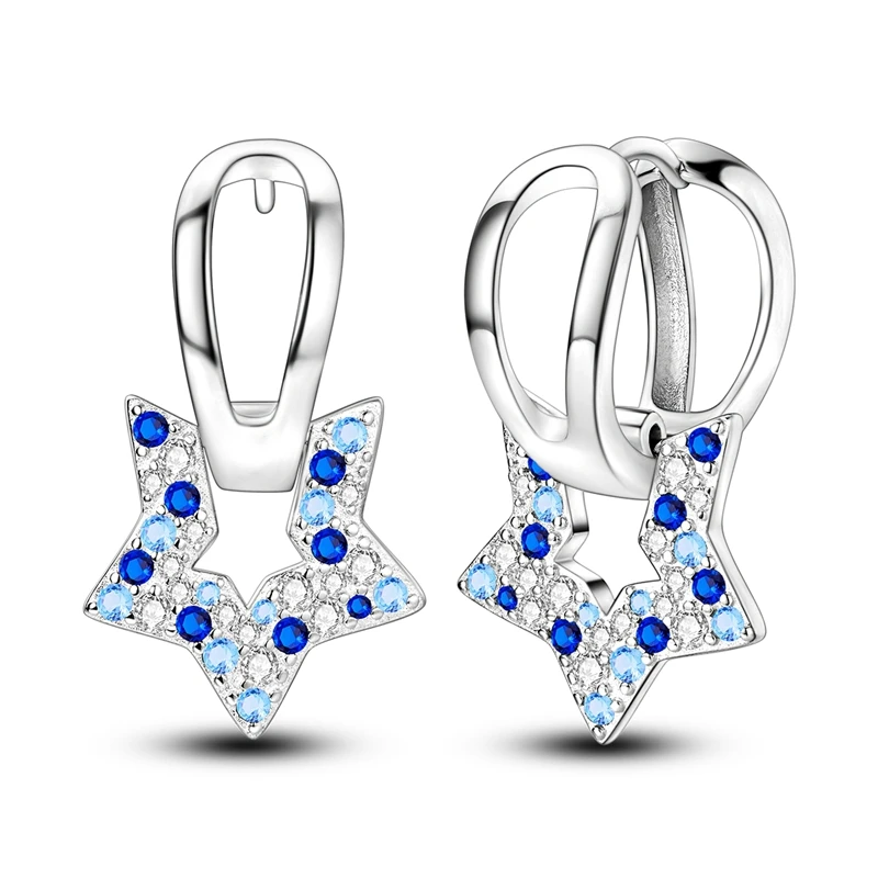 

925 Sterling Silver Earrings Women Sparkling Blue Srats Drop Earring For Anniversary Wedding Jewelry Gifts